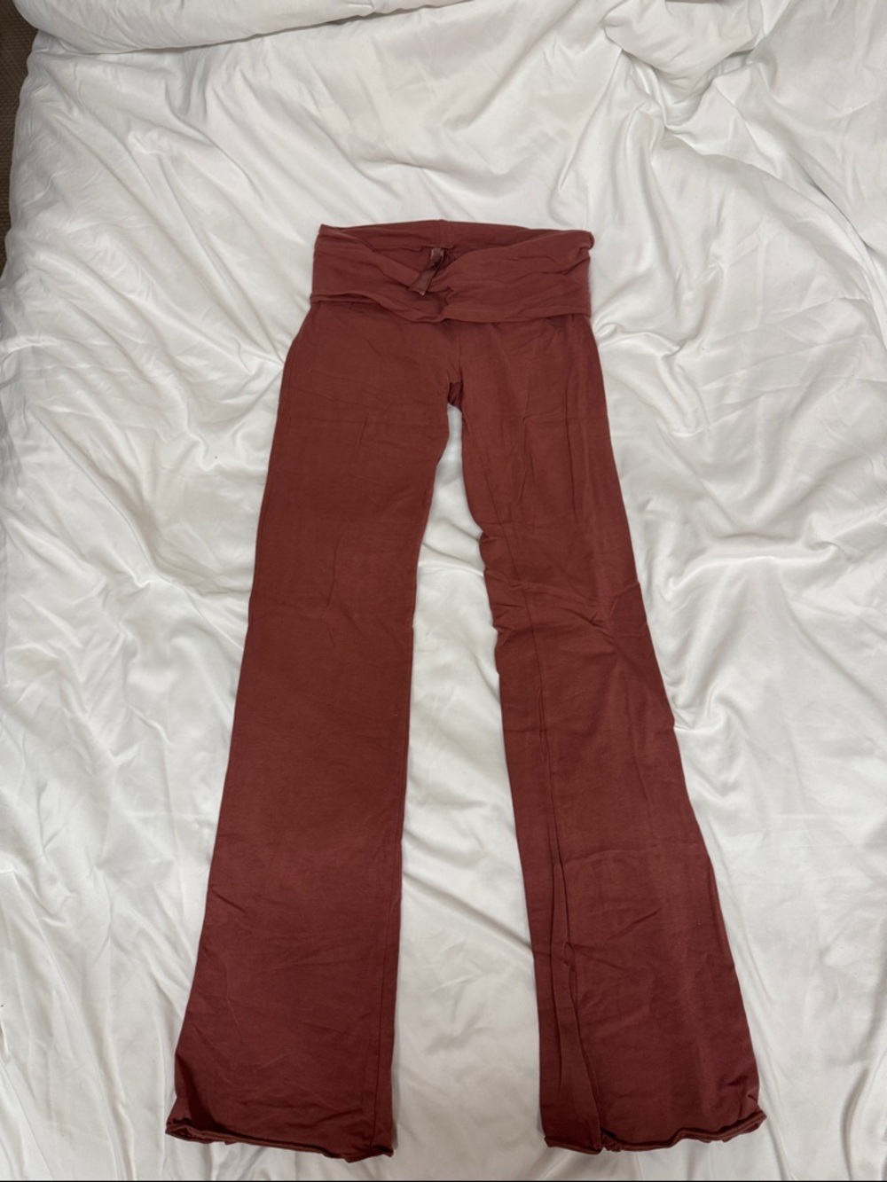 Skims Fold-Over Waist Flared Pants in Rust